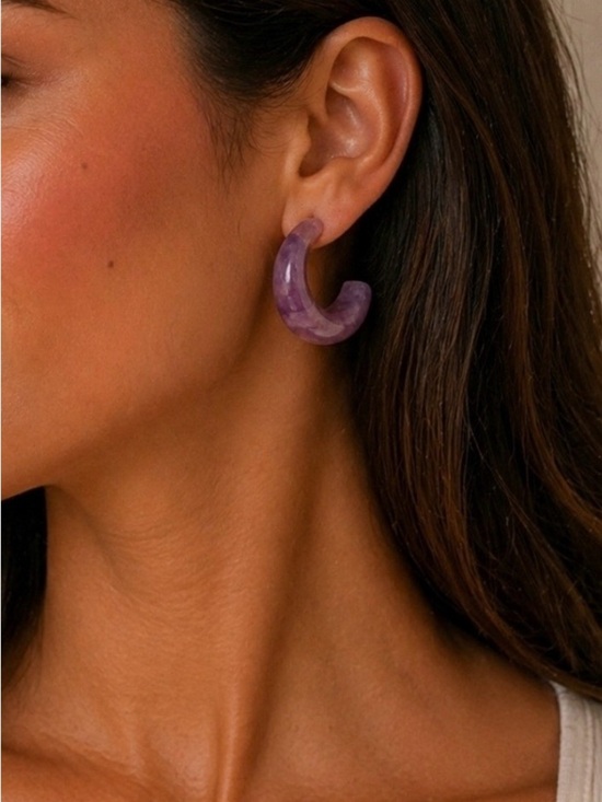 Plunder Jewelry - Plunder Purple Resin Hoop Earrings NWT